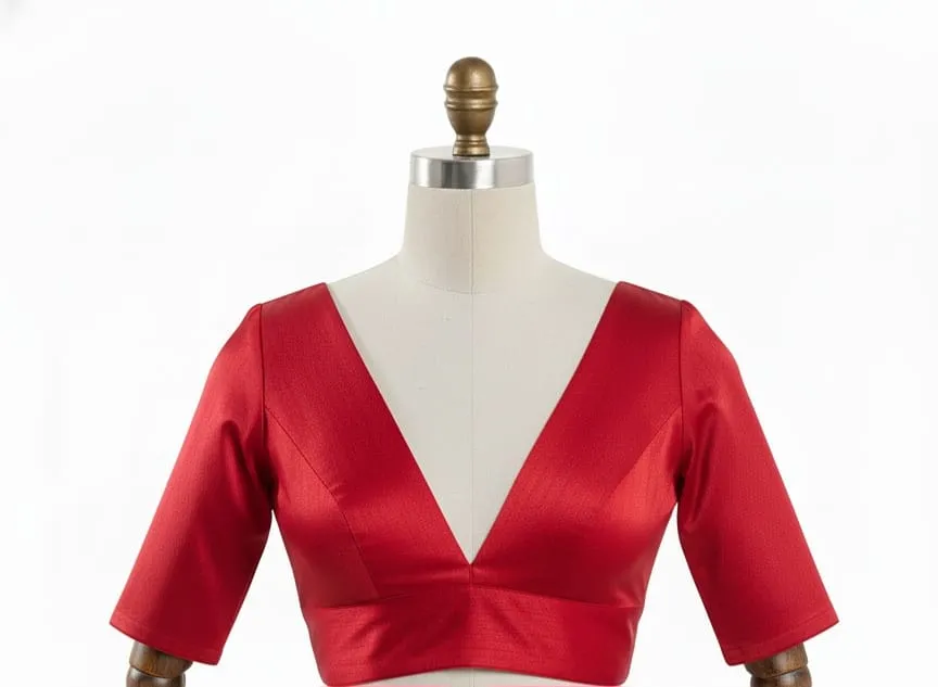 Stylish Blue VNeck Blouse for Daily Wear Soft Fabric Perfect Fit - Image 2