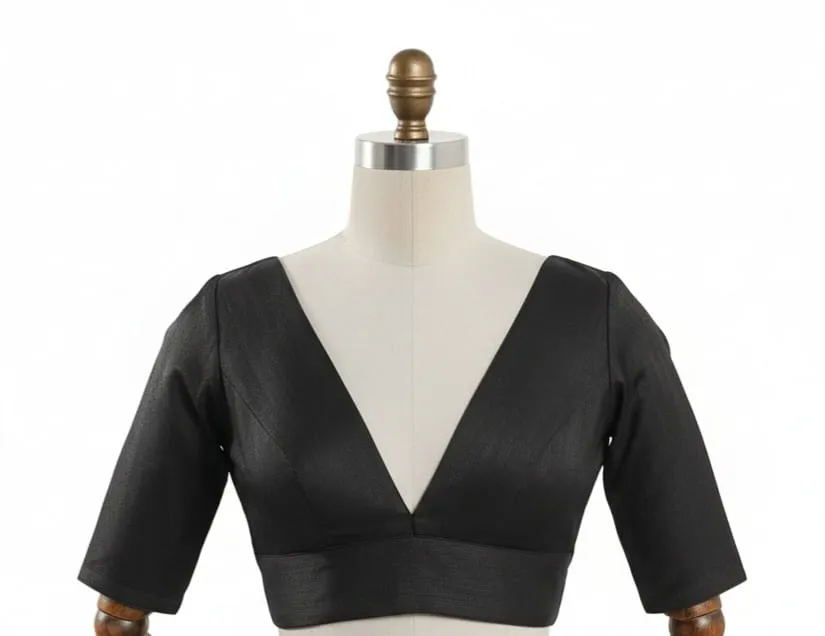 Stylish Blue VNeck Blouse for Daily Wear Soft Fabric Perfect Fit - Image 4