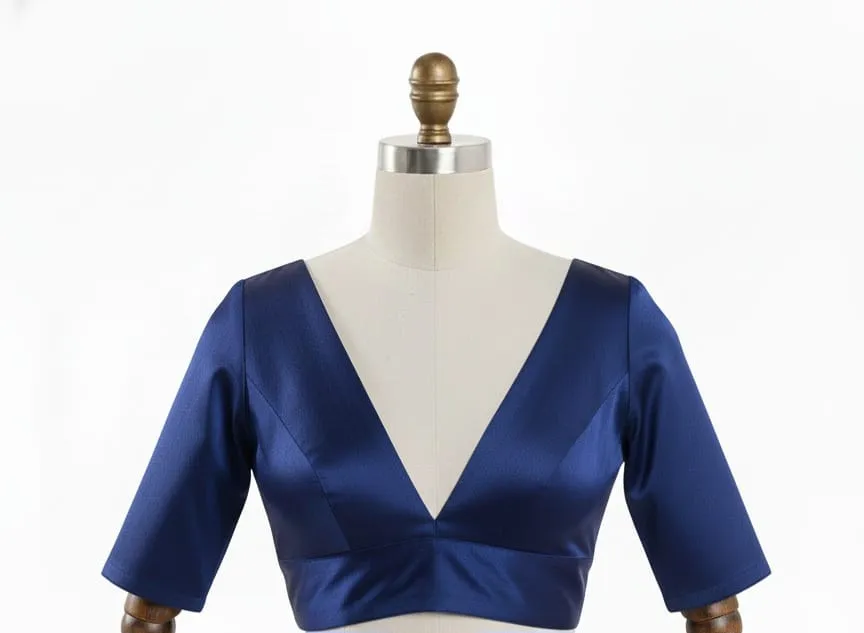 Stylish Blue VNeck Blouse for Daily Wear Soft Fabric Perfect Fit - Image 5