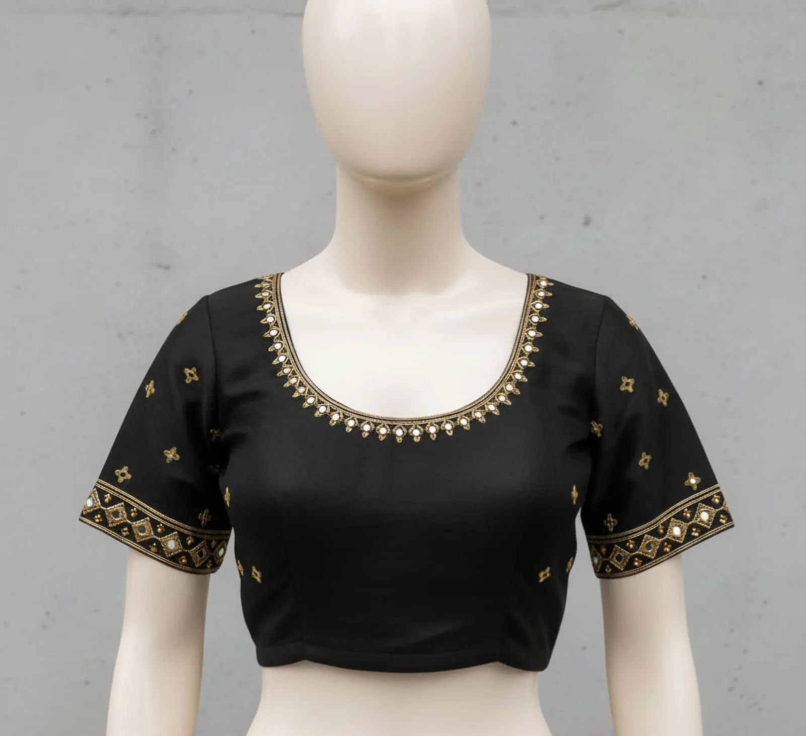 Affordable Designer Black Kutch Work Blouse  Ready to Wear Handcrafted Masterpiece