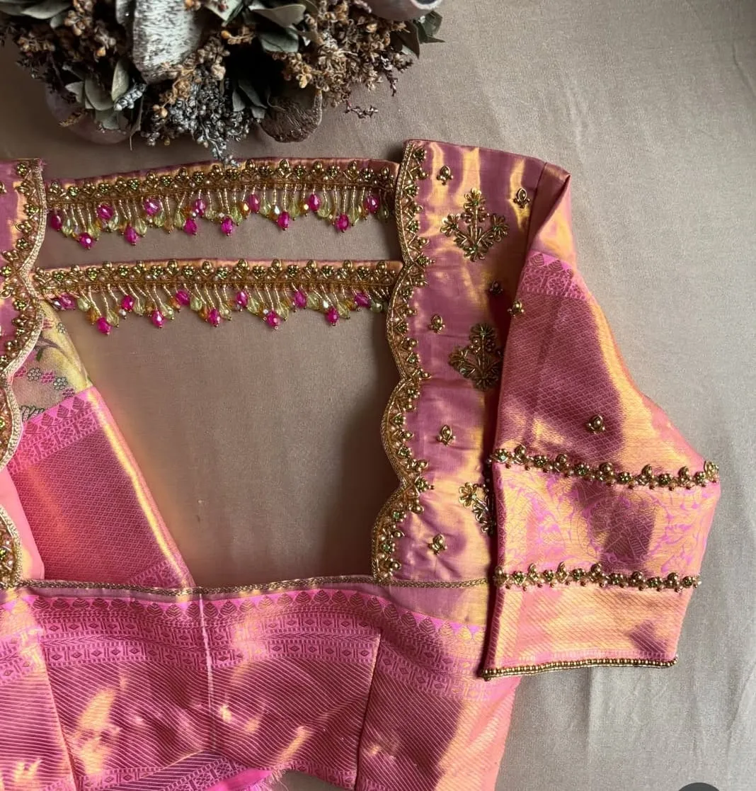 Baby Pink Bridal Maggam Work Blouse Design  Grand Handcrafted Wedding Collection