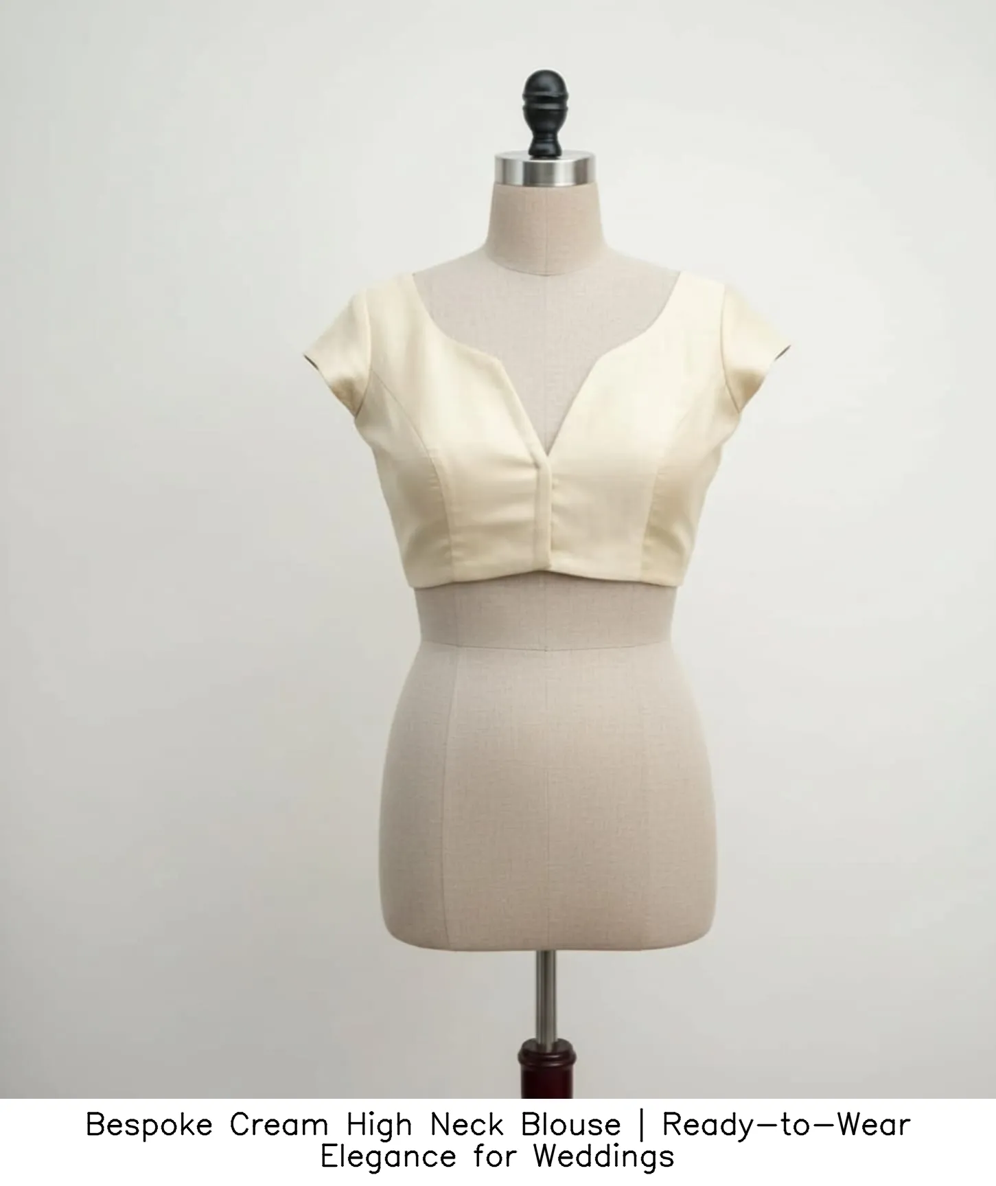 Bespoke Cream High  Neck Blouse | Ready-to-Wear Elegance for Weddings