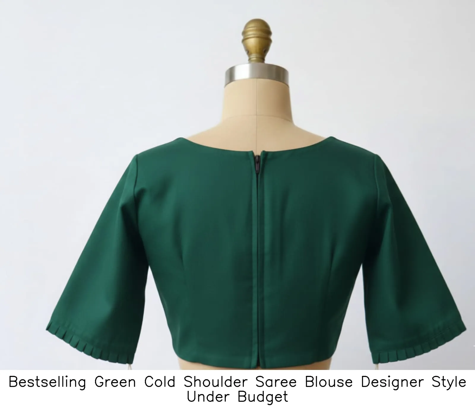 Bestselling Green Cold Shoulder Saree Blouse Designer Style Under Budget - Image 2