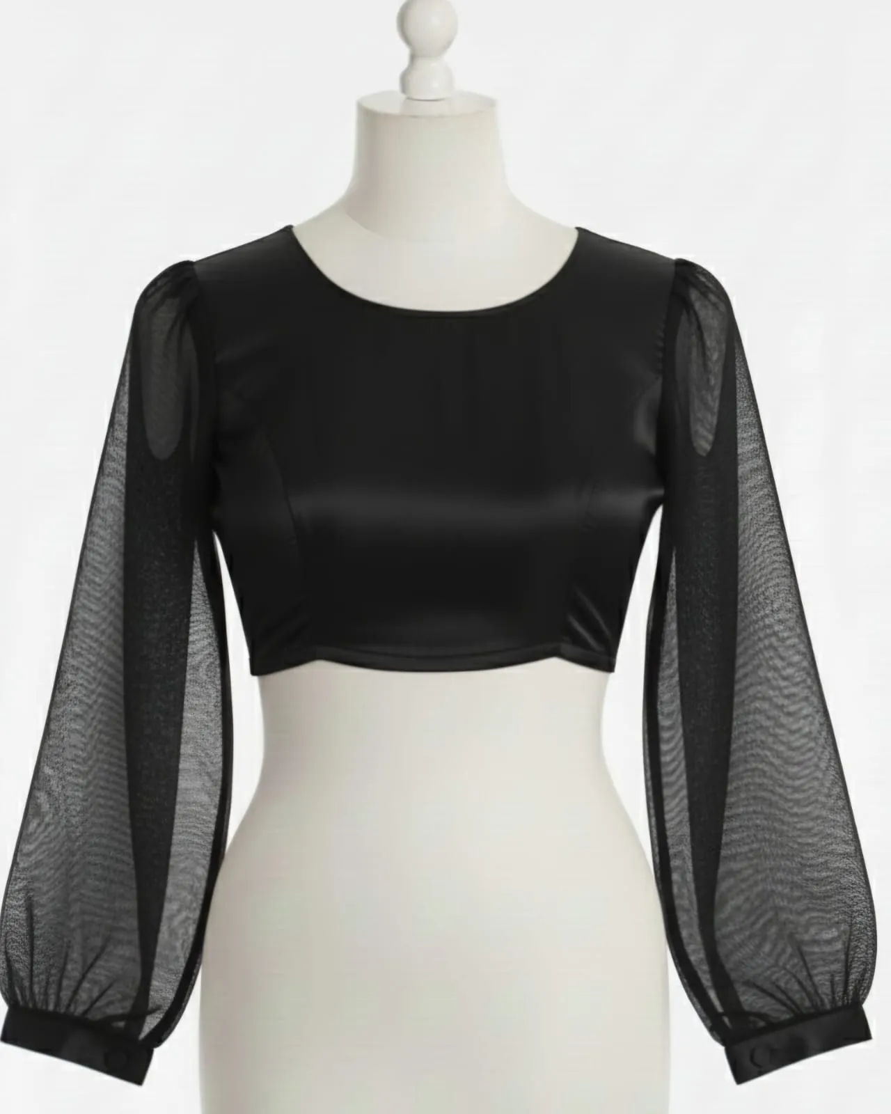 Buy Now Exclusive Black High Neck Saree Blouse with Sheer Full Sleeves  Ready to Wear Glam