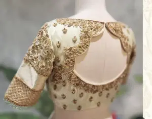 Handcrafted Maggam embroidered silk saree