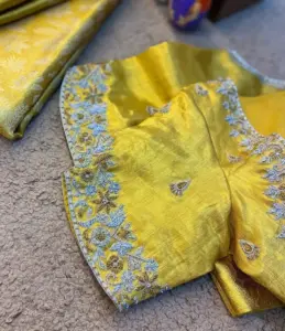 Handcrafted Maggam embroidered silk saree