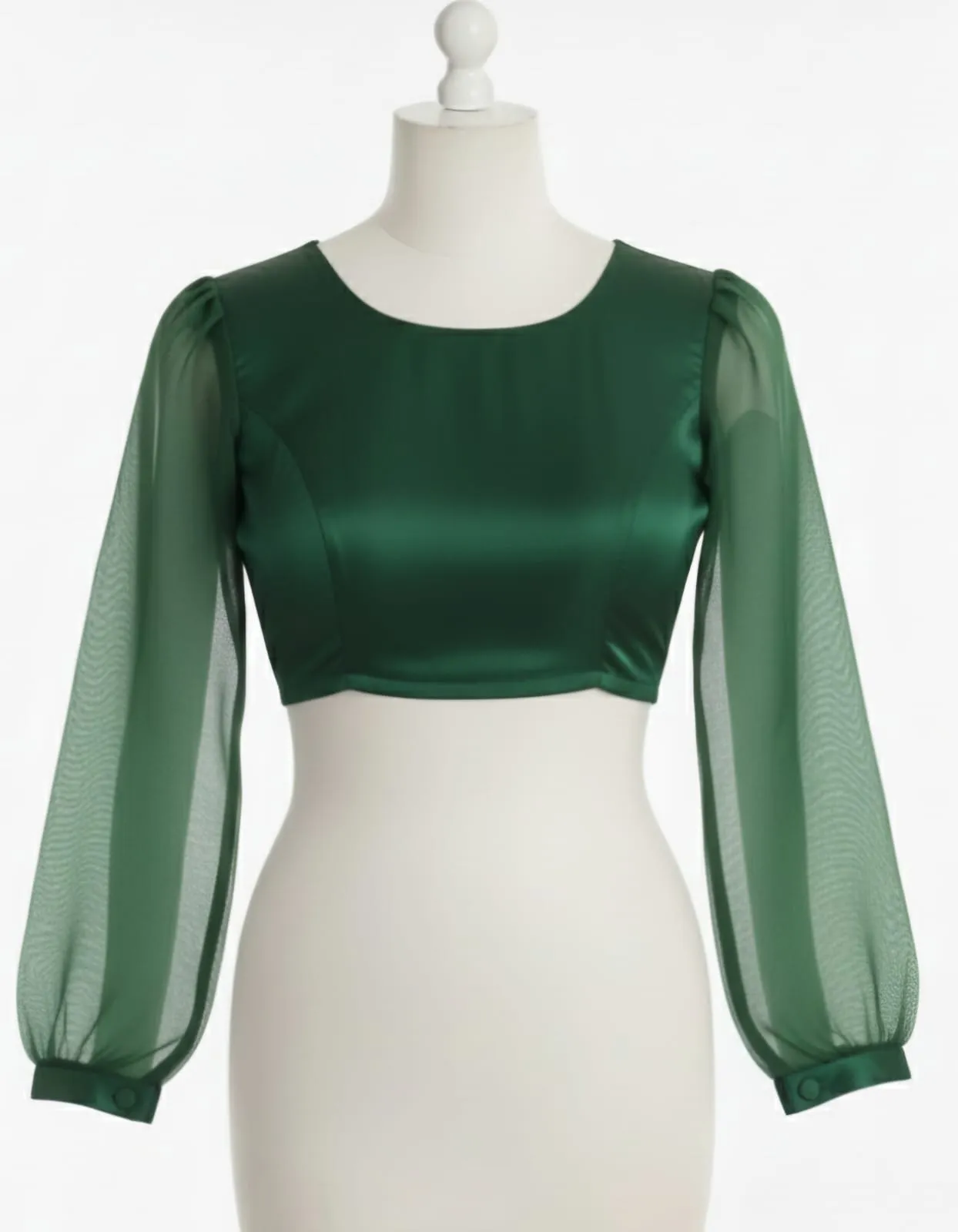 Designer Dark Green High Neck Saree Blouse  Full Sleeves Ready to Wear Collection 2026