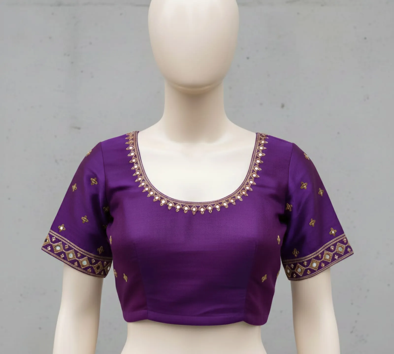 Elegant Purple Handcrafted Kutch Work Blouse  Designer Ready to Wear Under Budget