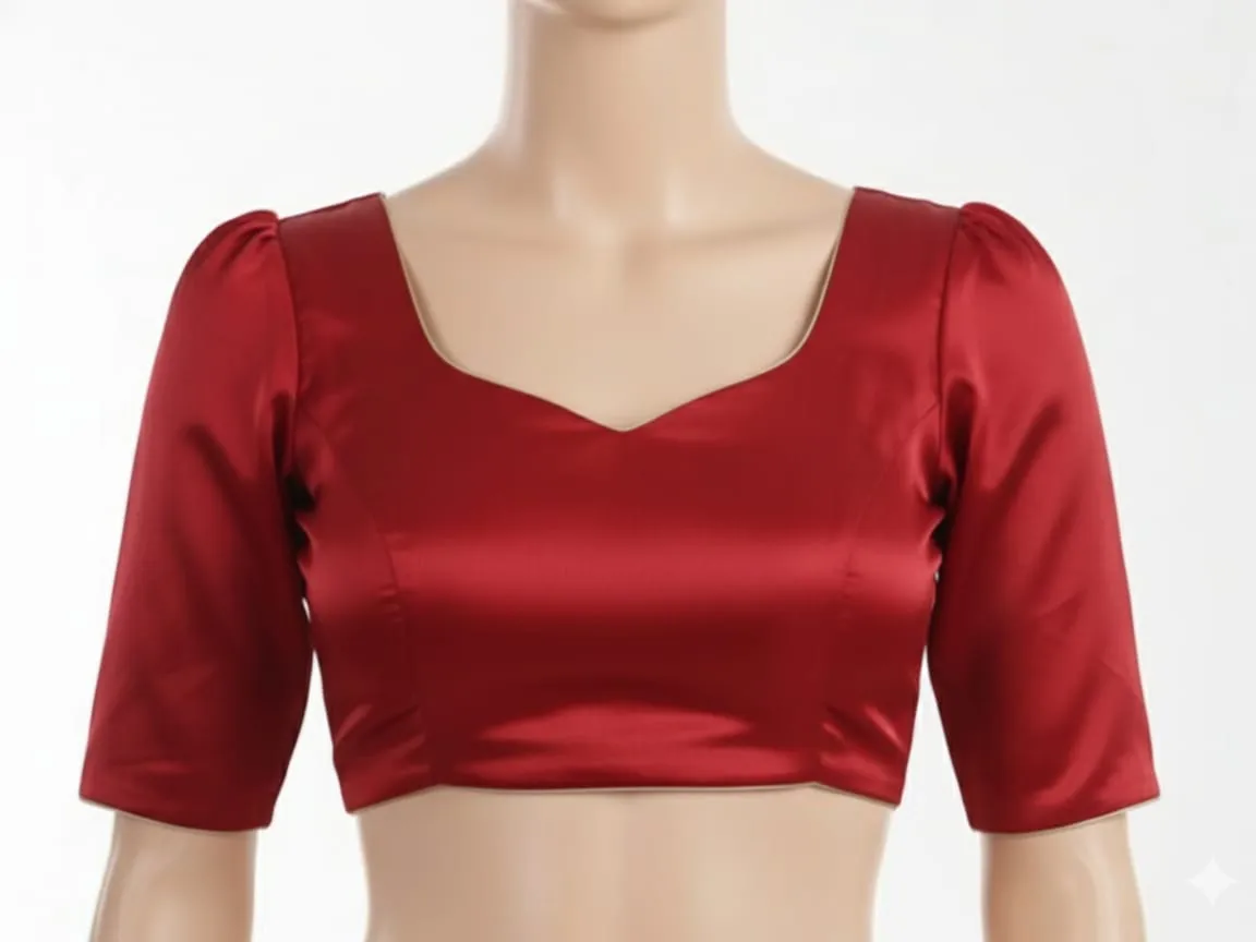 Elegant Red High Neck Ready Made Saree Blouse for Weddings  Parties