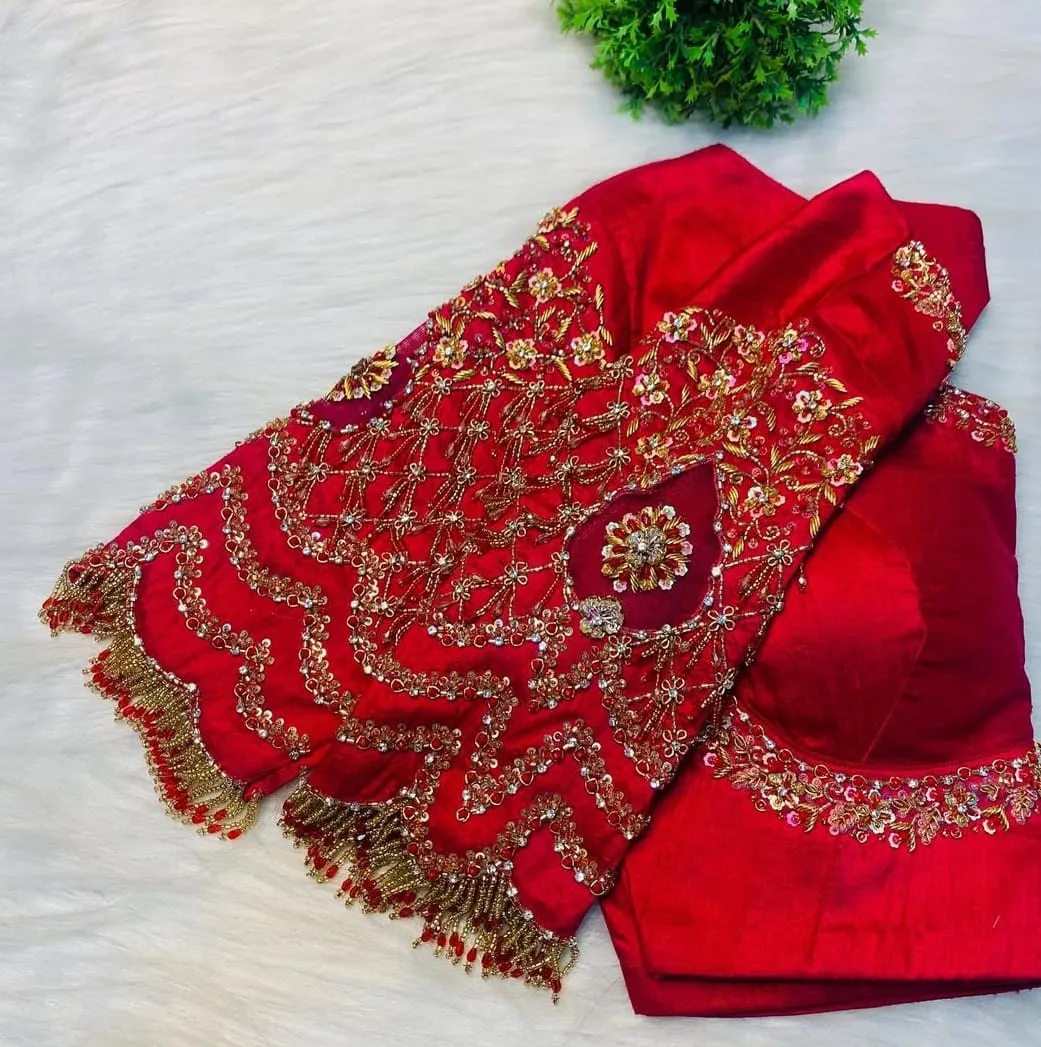 Exclusive Red Handcrafted Maggam Work Blouse  Perfect Fit Affordable Luxury