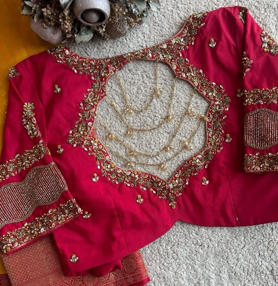 handcrafred designer maggam work blouse