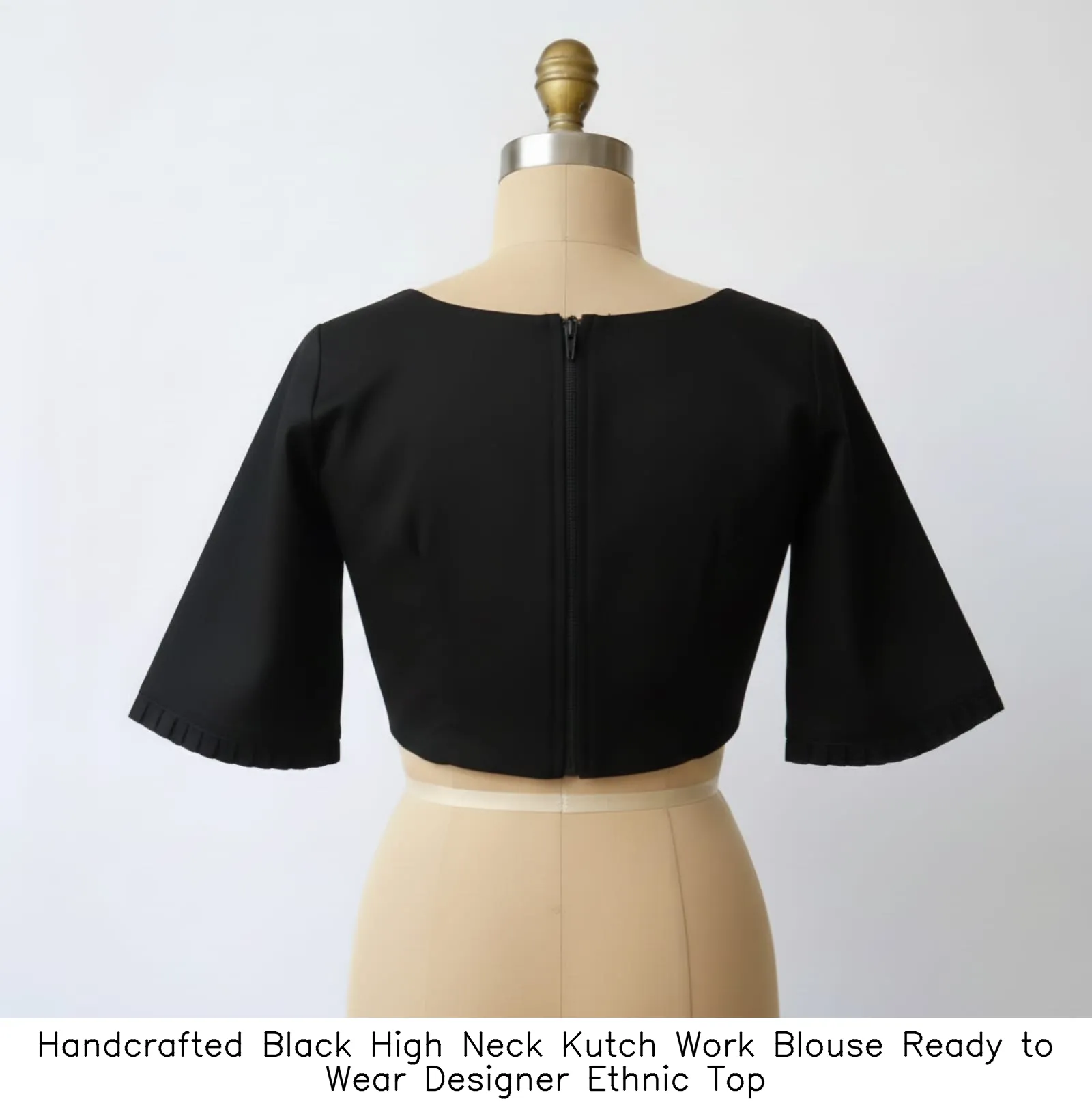 Handcrafted Black High Neck Kutch Work Blouse Ready to Wear Designer Ethnic Top