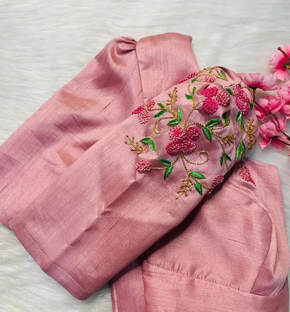 Latest Designer Maggam Work Blouse in Dusty Rose  Affordable Luxury for Every Occasion
