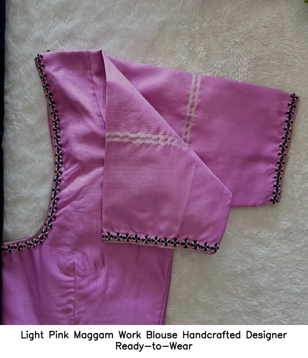 Light Pink Maggam Work Blouse Handcrafted Designer Ready-to-Wear