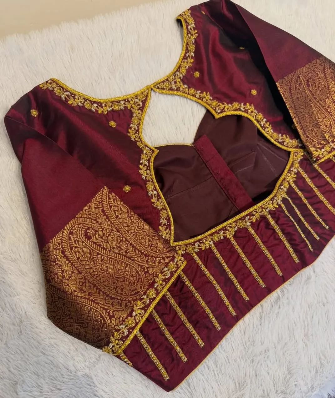 Maroon Designer Blouse with Exquisite Handcrafted Maggam  Budget Friendly Fashion