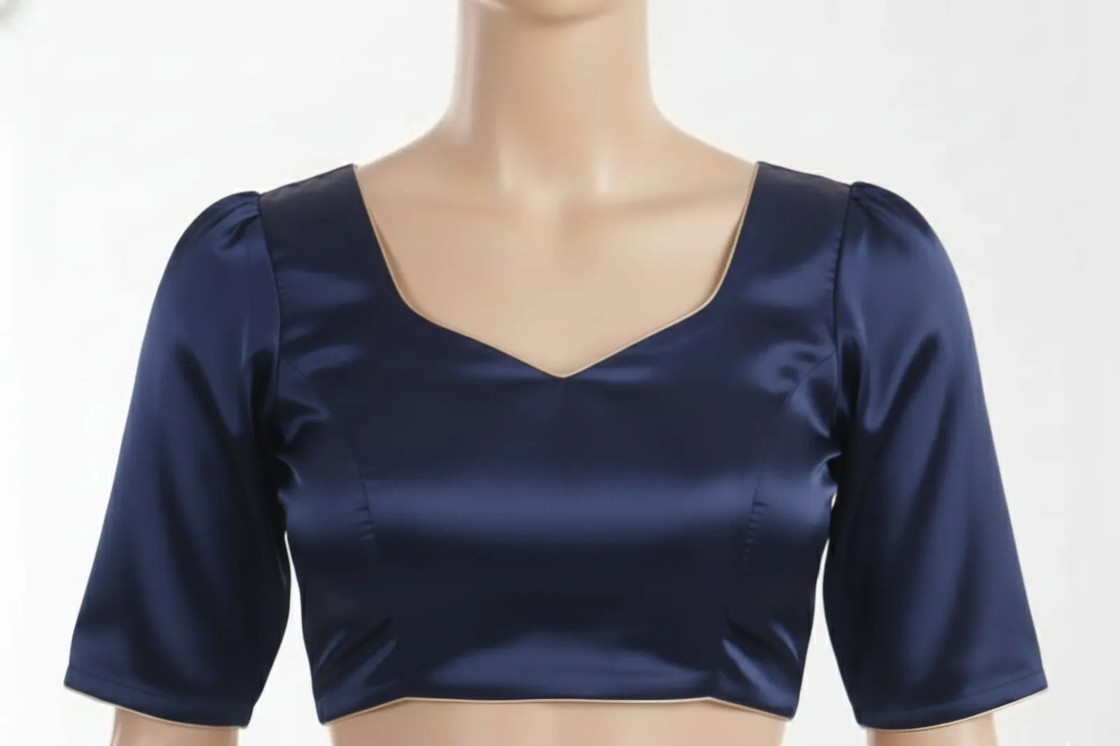 Navy Blue Ready to Wear High Neck Saree Blouse  Premium Designer Fit  Buy Online