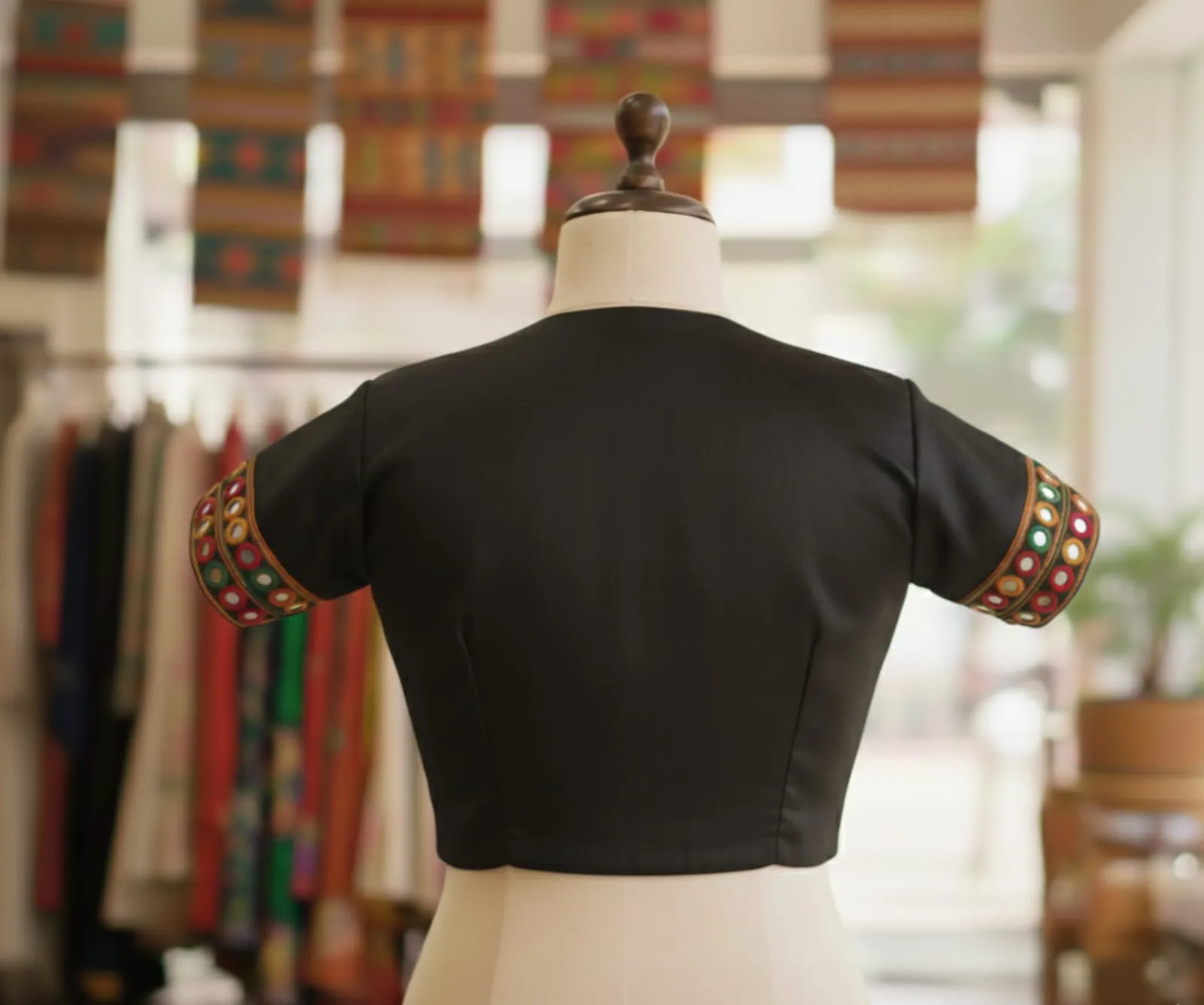 Premium Black Handcrafted High Neck Blouse Perfect Ready to Wear Saree Blouse - Image 2