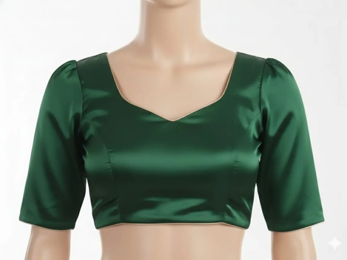 Premium Green High Neck Saree Blouse  Ready to Wear  Stylish  Comfortable