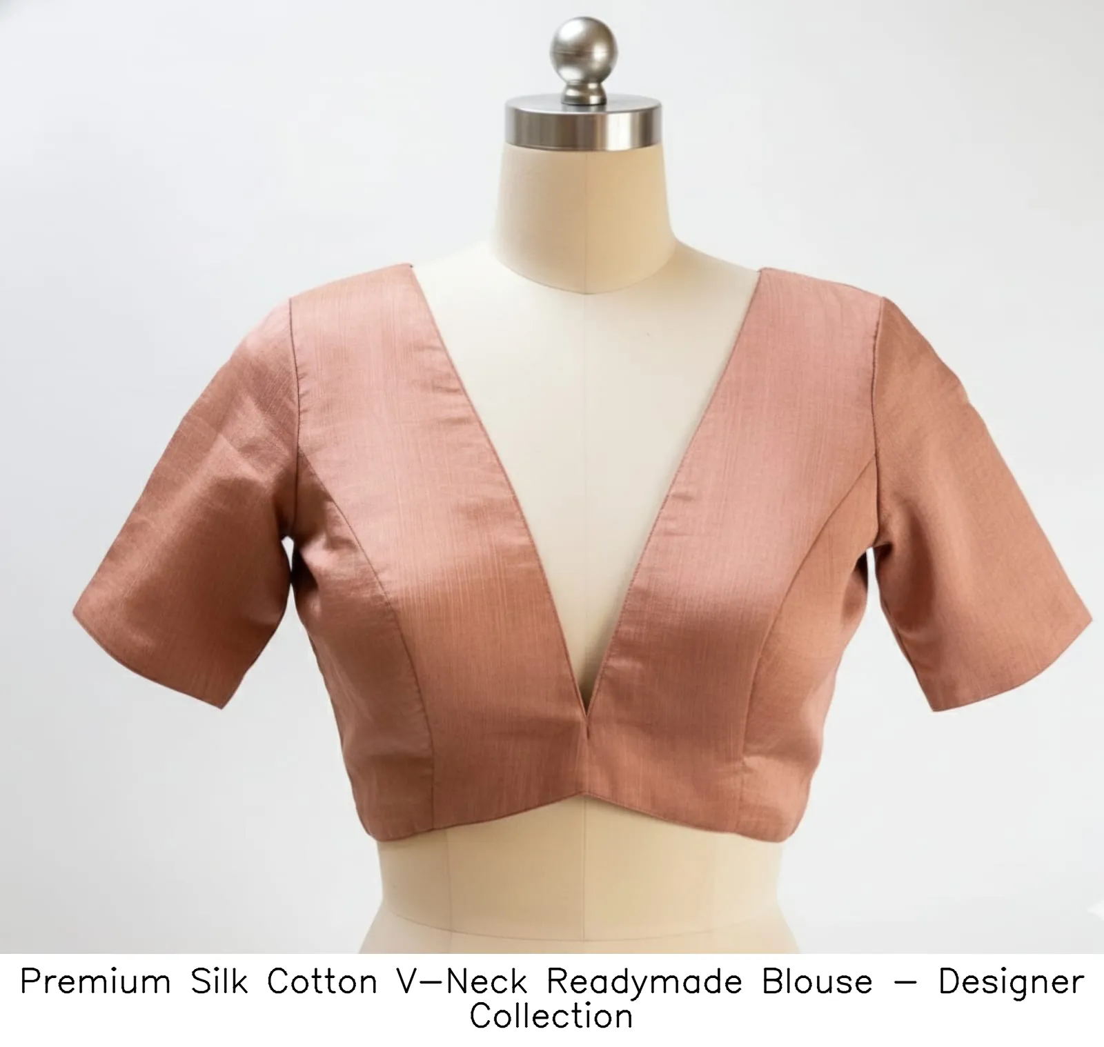 Premium Silk Cotton V-Neck Readymade Blouse - Designer Collection
