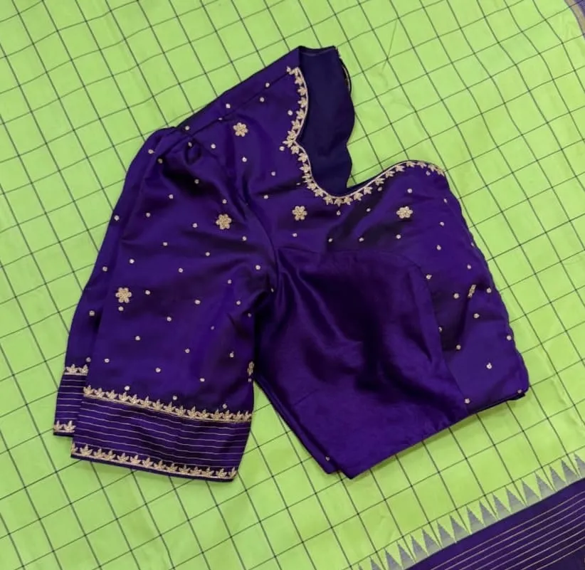 Purple Designer Blouse with Handcrafted Maggam  Aari Work  Perfect for Ethnic Wear
