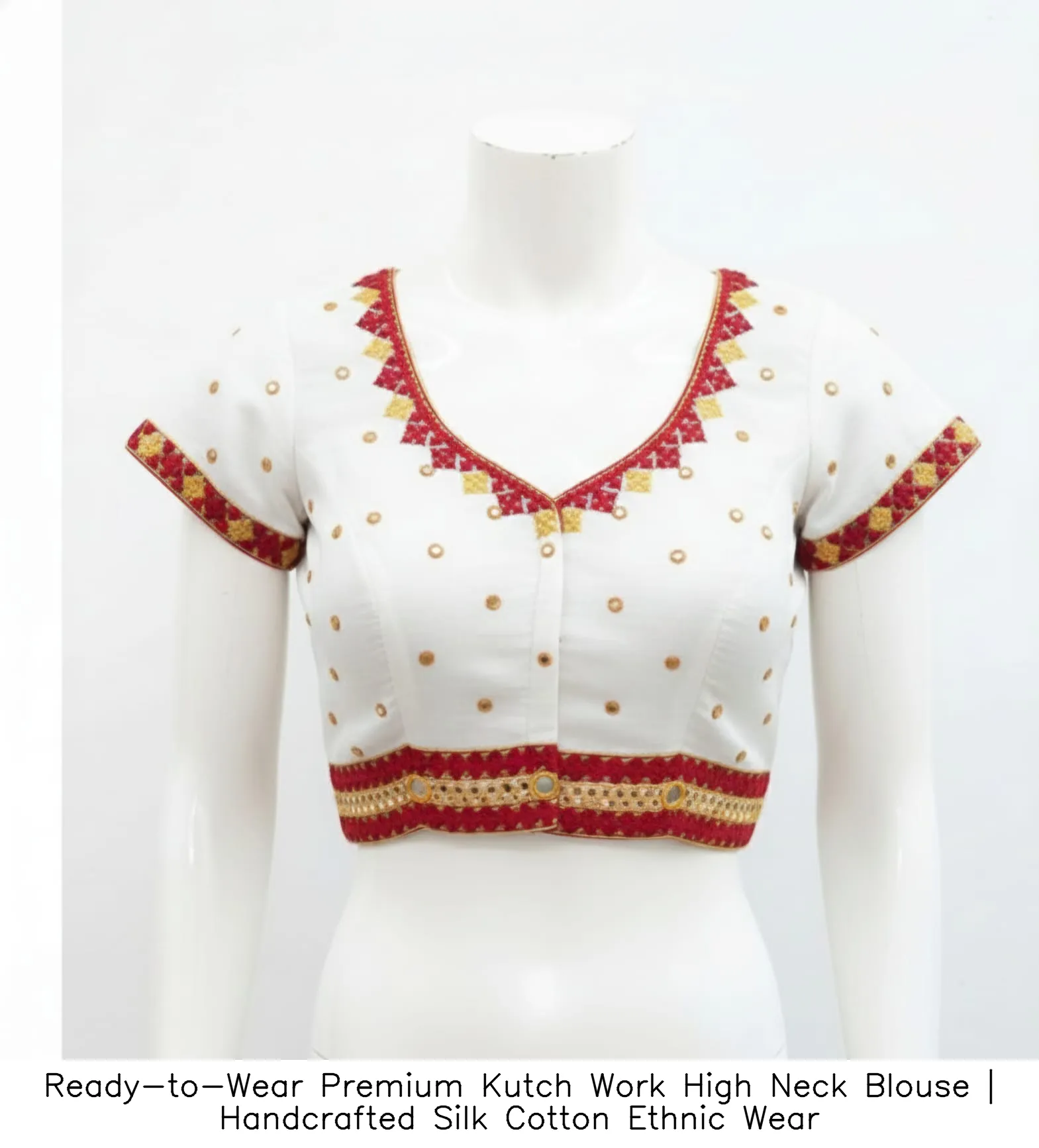 Ready-to-Wear Premium Kutch Work High Neck Blouse | Handcrafted Silk Cotton Ethnic Wear - Image 10