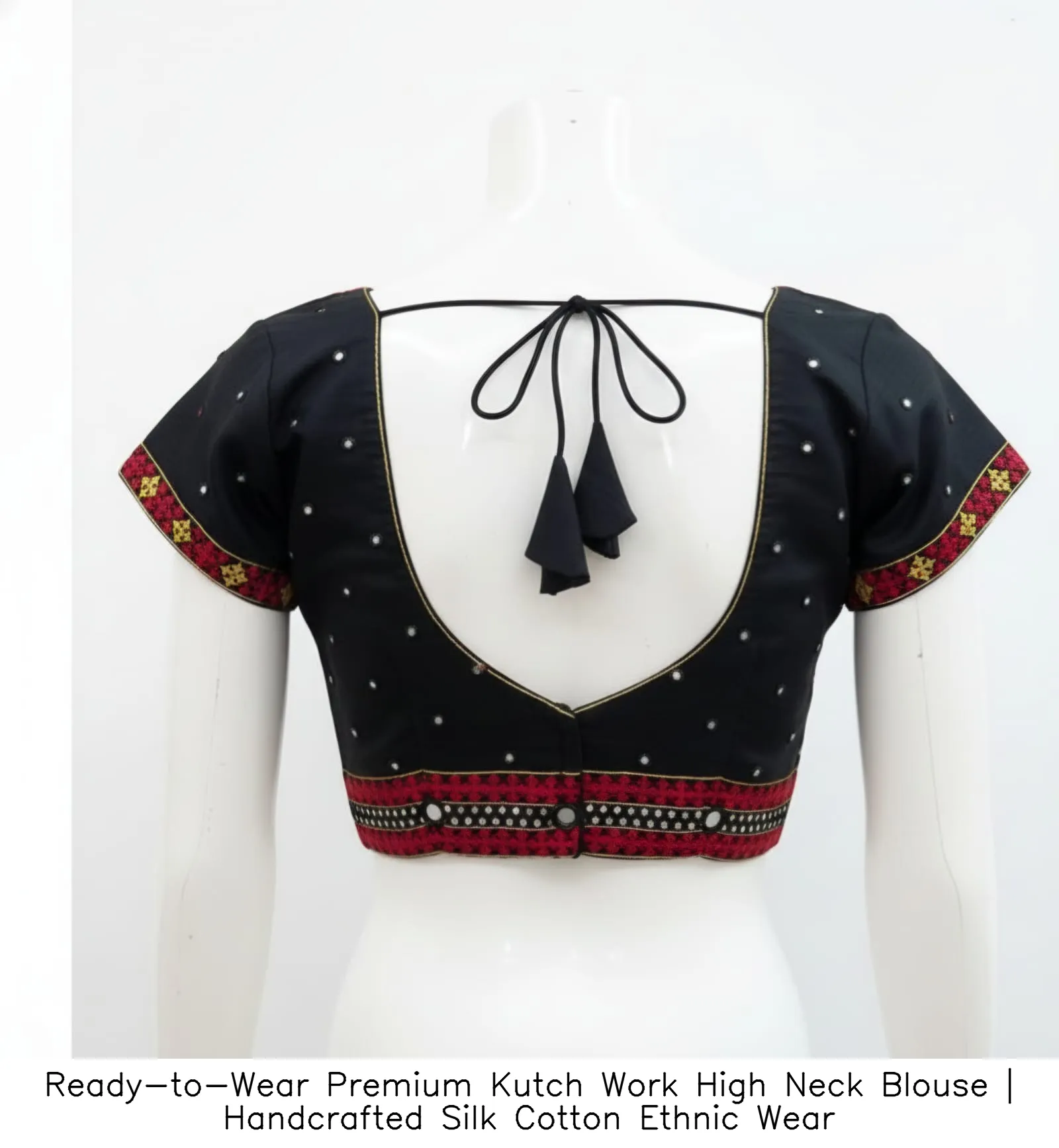 Ready-to-Wear Premium Kutch Work High Neck Blouse | Handcrafted Silk Cotton Ethnic Wear - Image 2