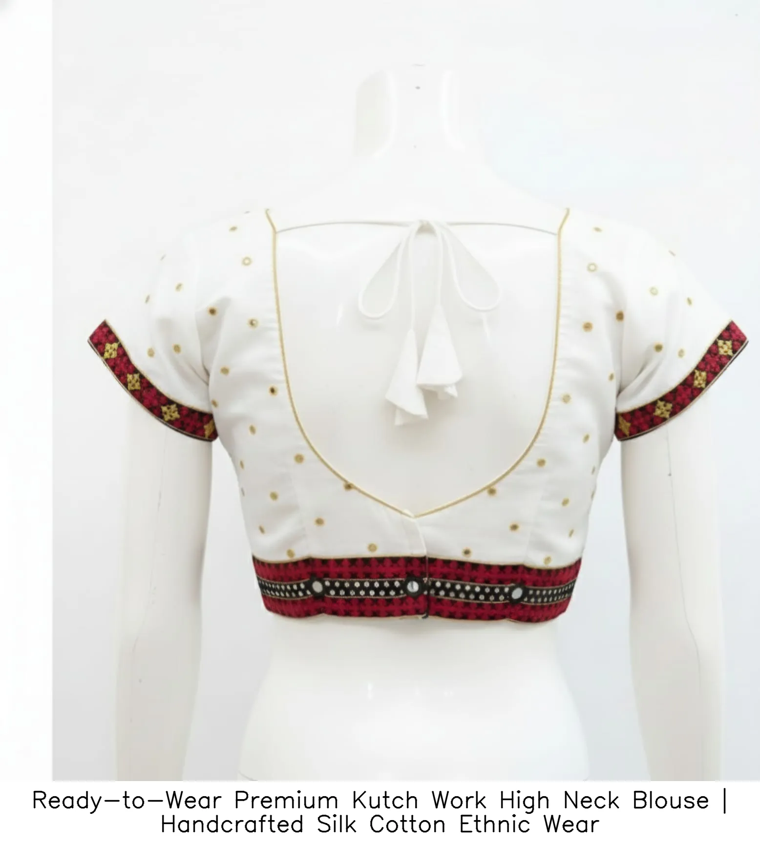 Ready-to-Wear Premium Kutch Work High Neck Blouse | Handcrafted Silk Cotton Ethnic Wear - Image 3