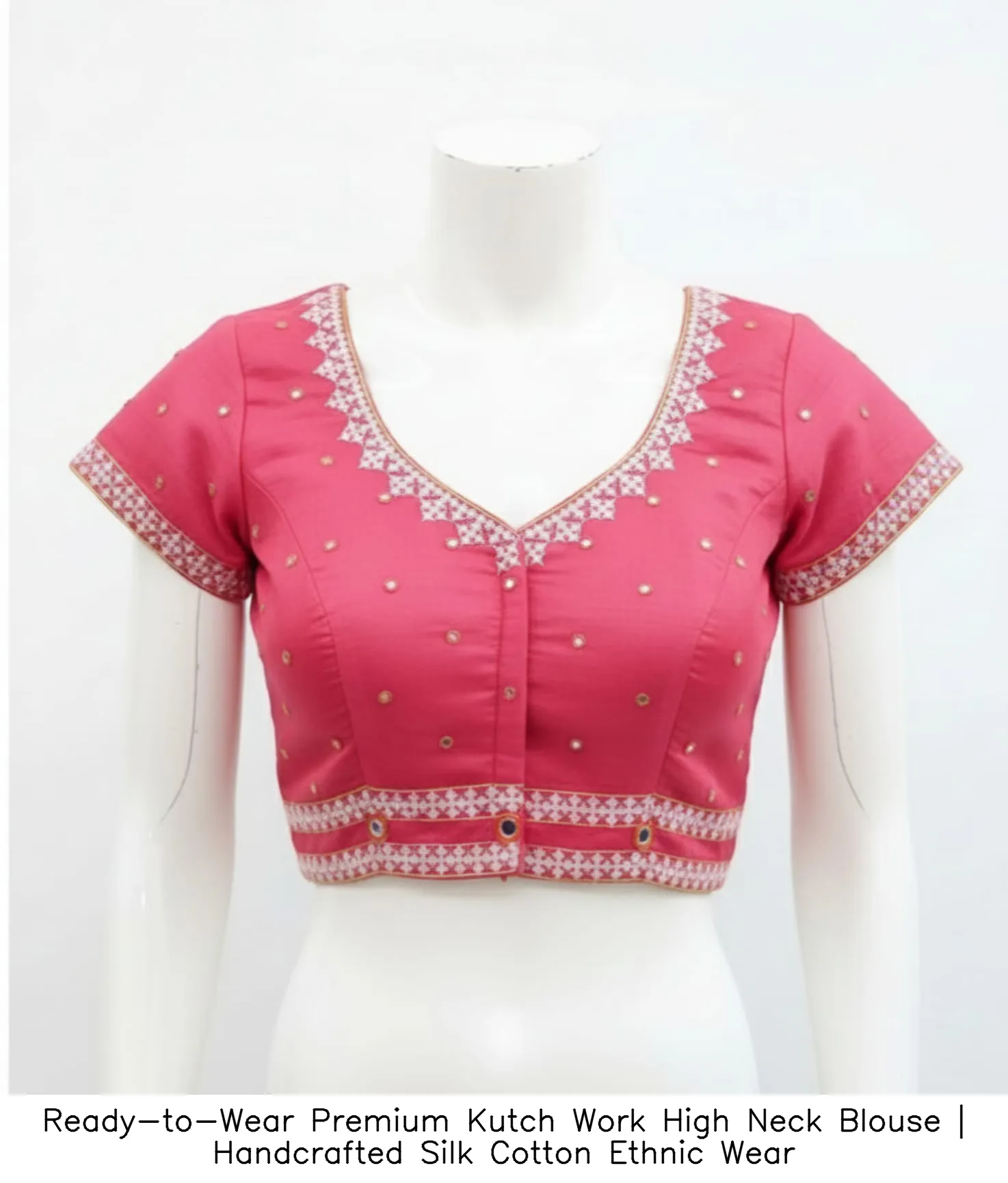 Ready-to-Wear Premium Kutch Work High Neck Blouse | Handcrafted Silk Cotton Ethnic Wear - Image 5