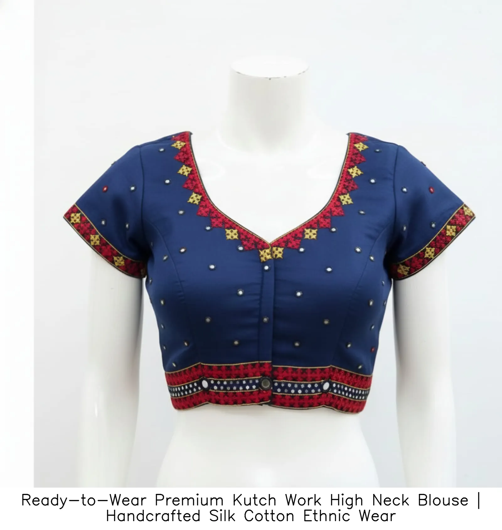 Ready-to-Wear Premium Kutch Work High Neck Blouse | Handcrafted Silk Cotton Ethnic Wear - Image 7