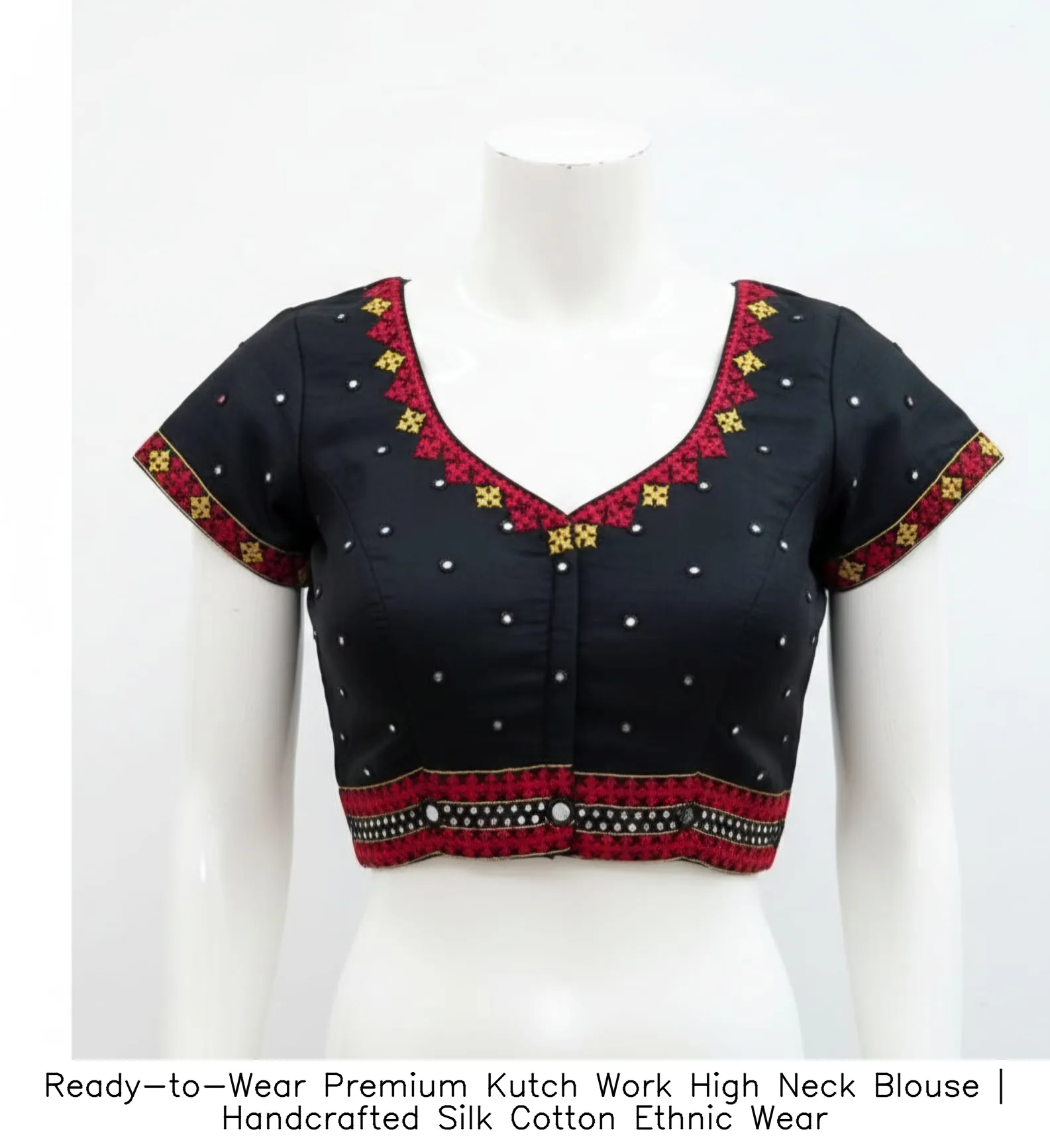 Ready-to-Wear Premium Kutch Work High Neck Blouse | Handcrafted Silk Cotton Ethnic Wear - Image 8
