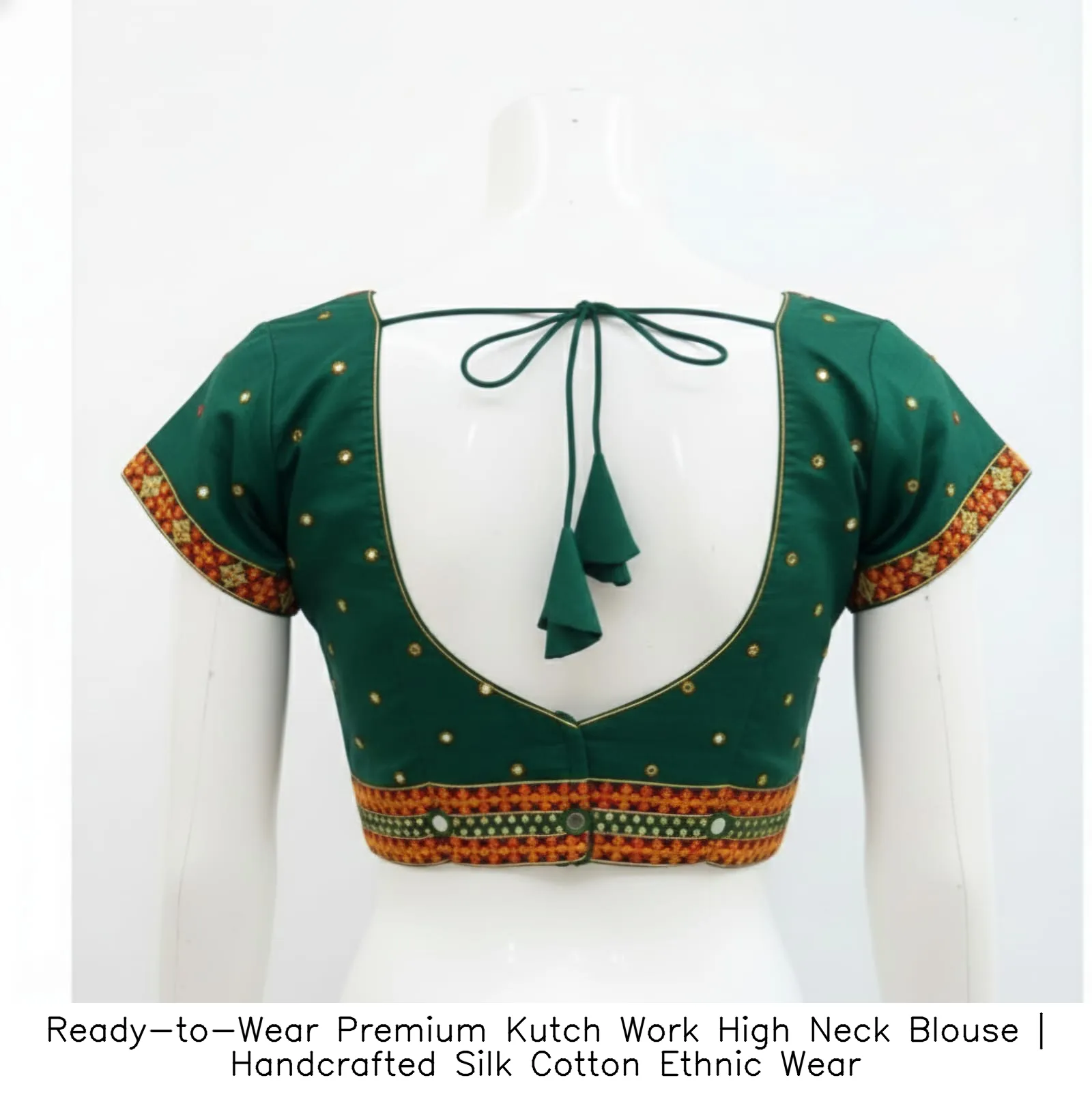Ready-to-Wear Premium Kutch Work High Neck Blouse | Handcrafted Silk Cotton Ethnic Wear - Image 9