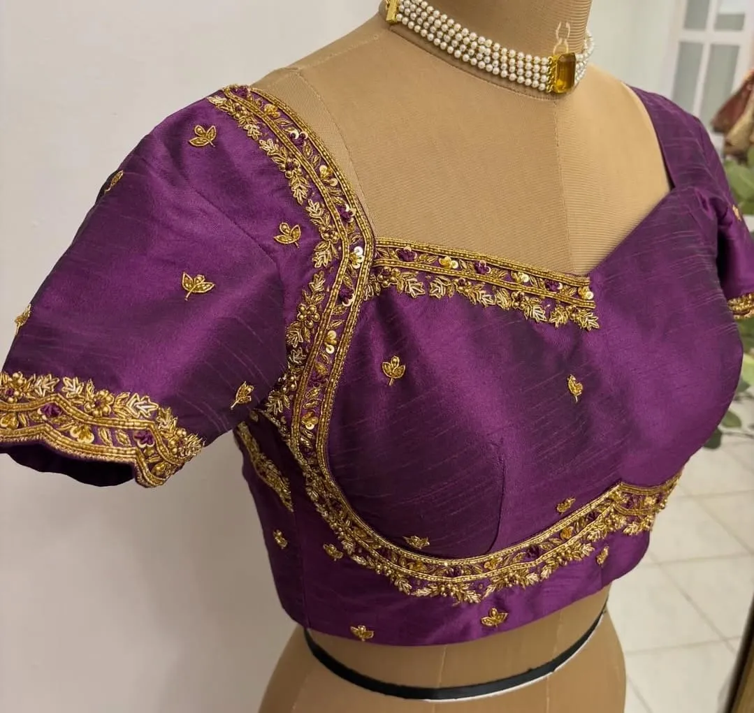 designer handcrafted maggam work blouse