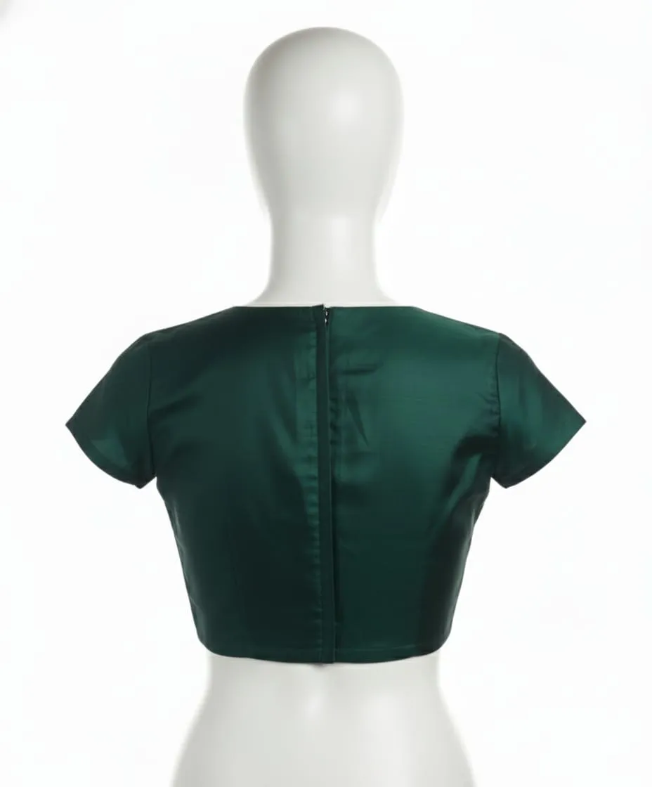 Shop Elegant Bottle Green Short Sleeve High Neck Blouse  Ready to Wear Designer Look