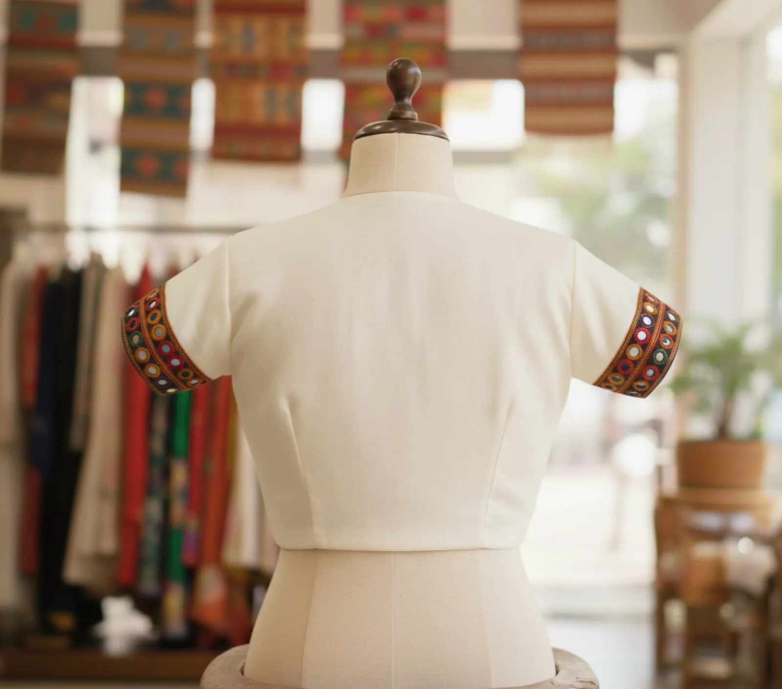 White Handcrafted High Neck Ready to Wear Blouse  Elegant Multipurpose Designer Style