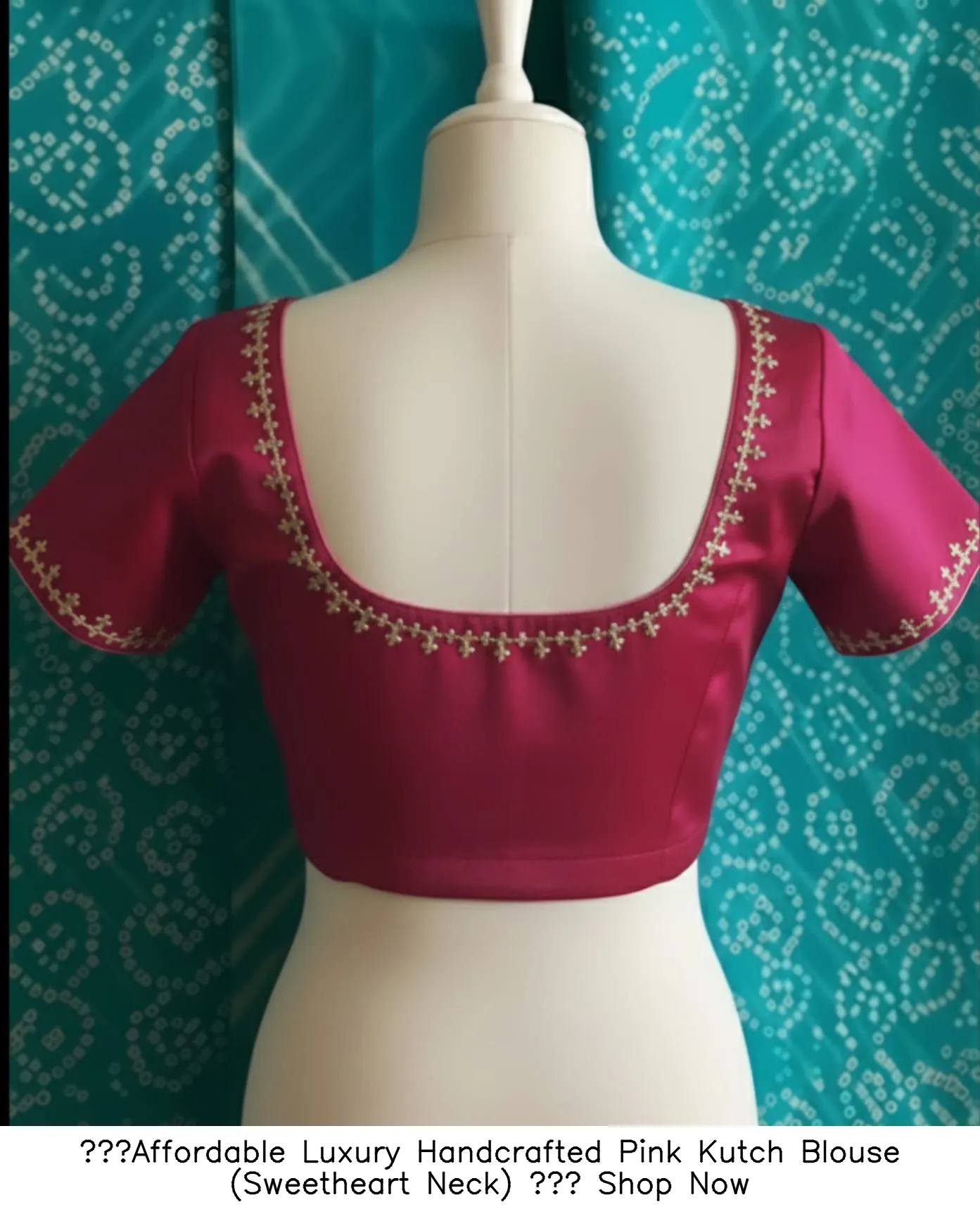 ​Affordable Luxury Handcrafted Pink Kutch Blouse (Sweetheart Neck) – Shop Now