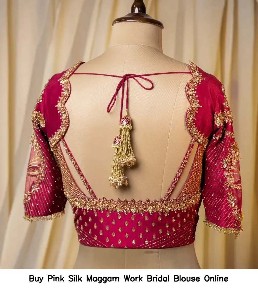 ​Buy Pink Silk Maggam Work Bridal Blouse Online