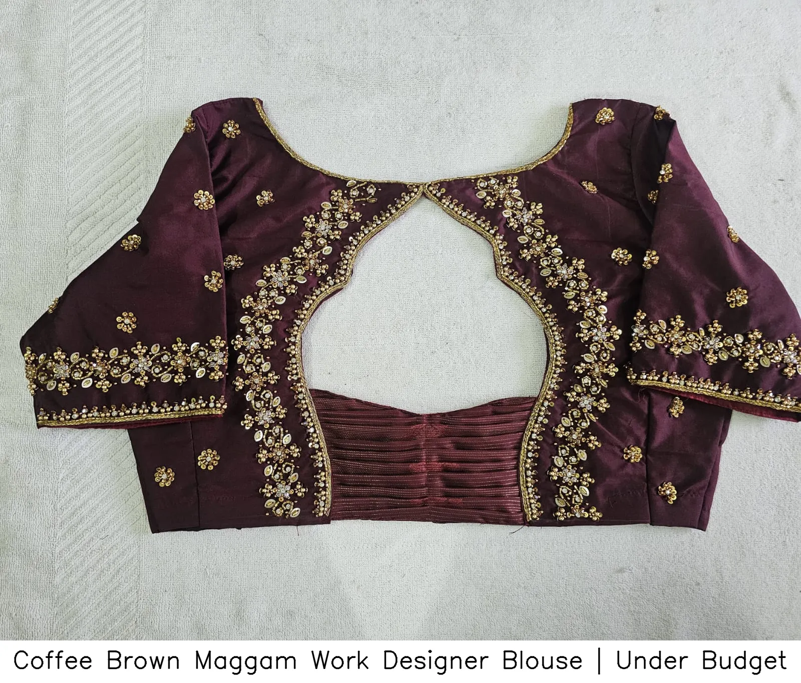 ​Coffee Brown Maggam Work Designer Blouse | Under Budget