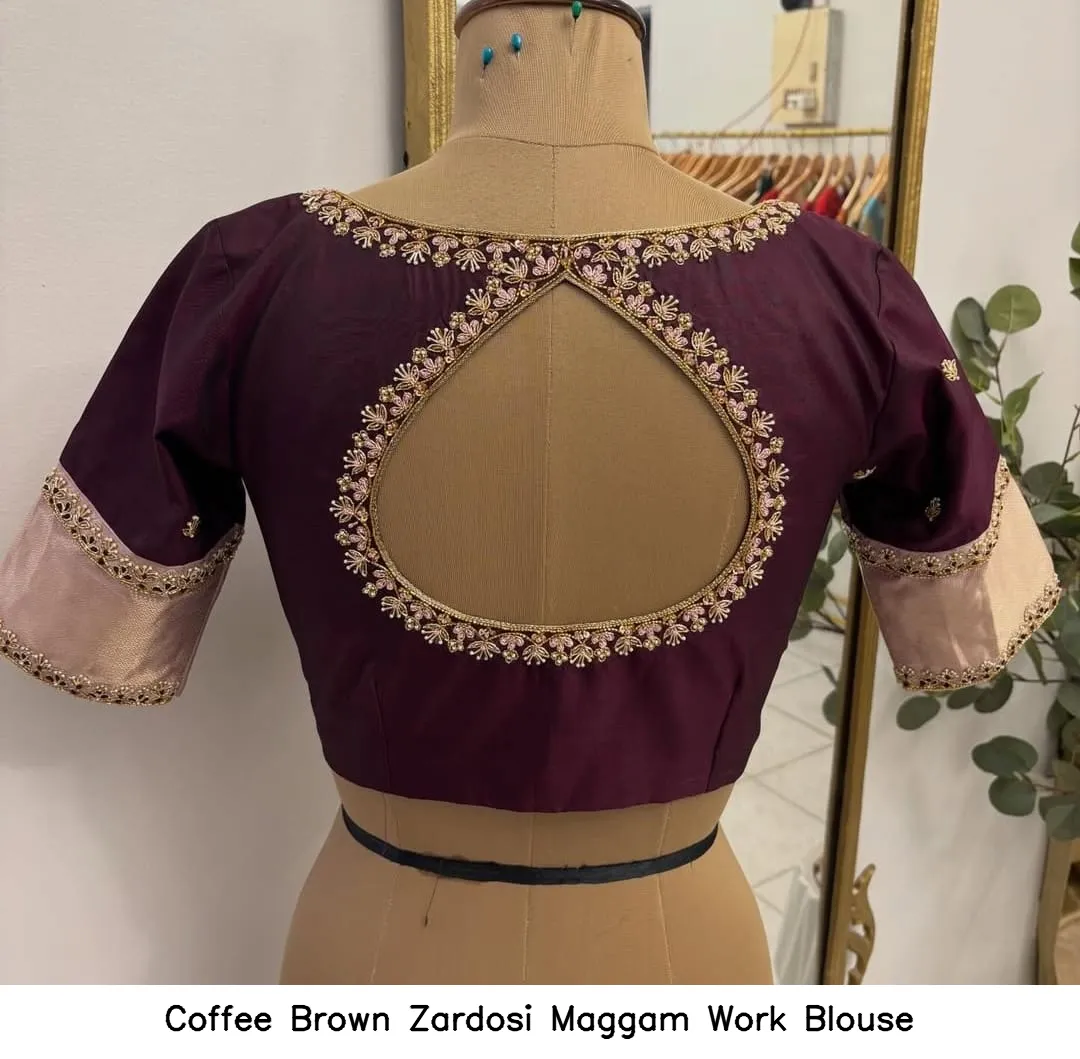 ​Coffee Brown Zardosi Maggam Work Blouse