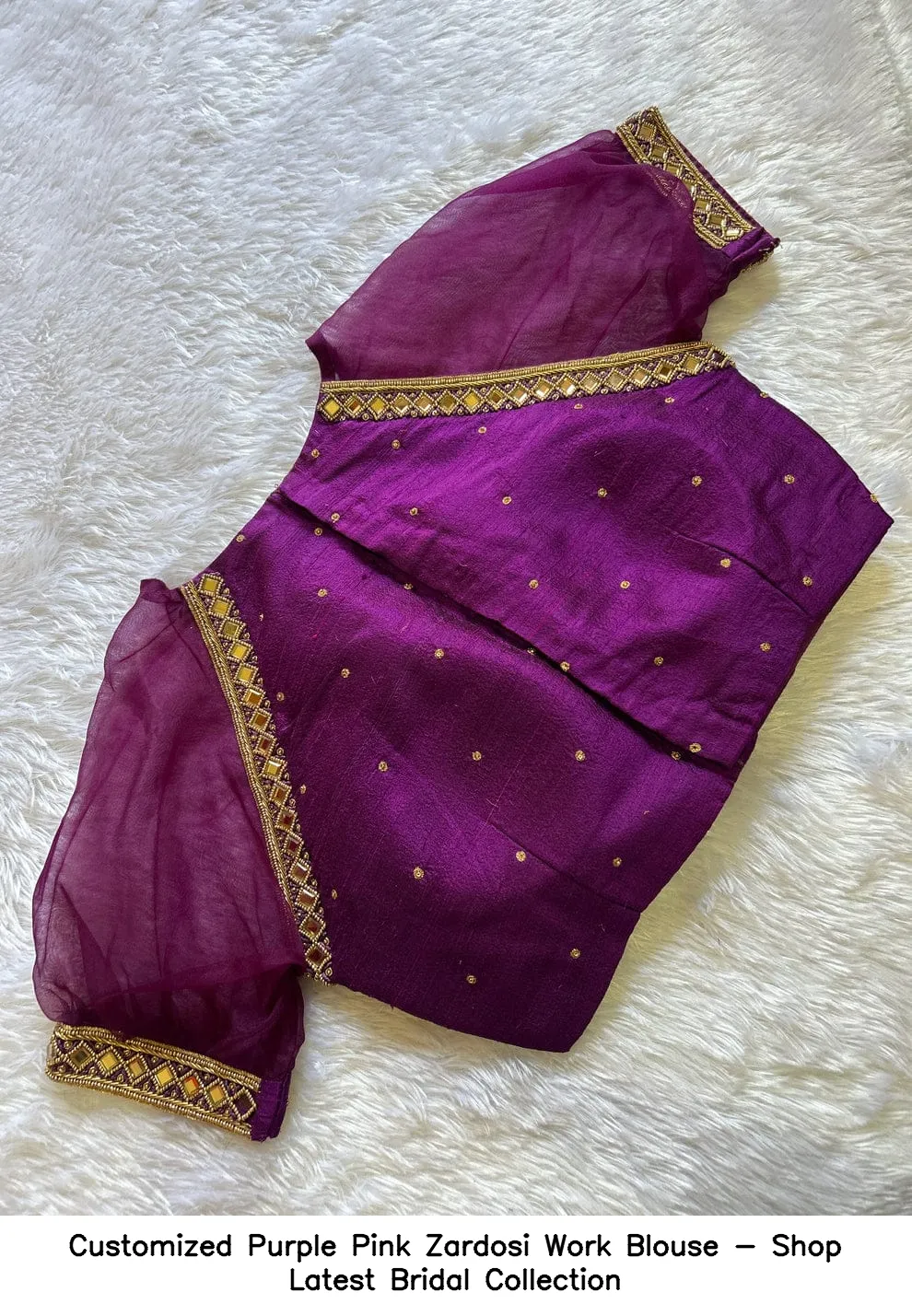 ​Customized Purple Pink Zardosi Work Blouse - Shop Latest Bridal Collection