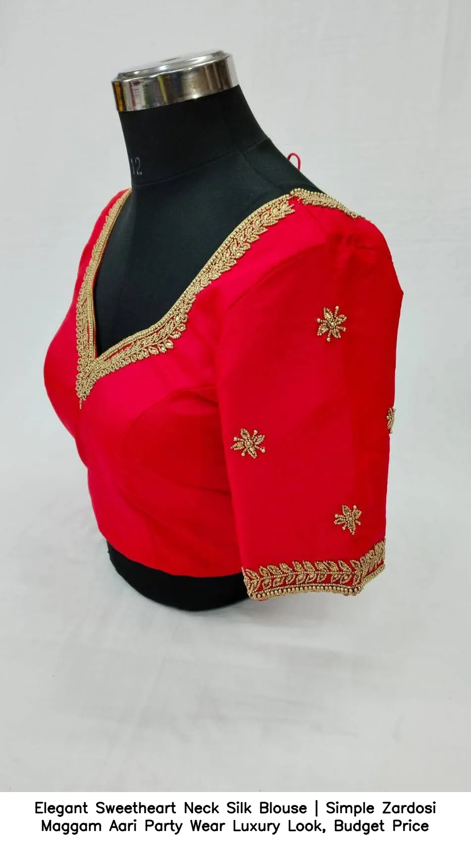 ​Elegant Sweetheart Neck Silk Blouse | Simple Zardosi Maggam Aari Party Wear – Luxury Look, Budget Price