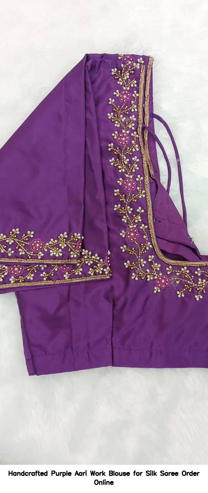 ​Handcrafted Purple Aari Work Blouse for Silk Saree – Order Online