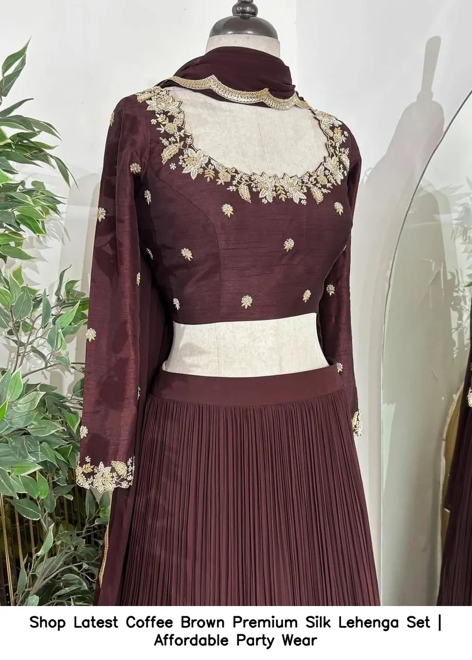 ​Shop Latest Coffee Brown Premium Silk Lehenga Set | Affordable Party Wear