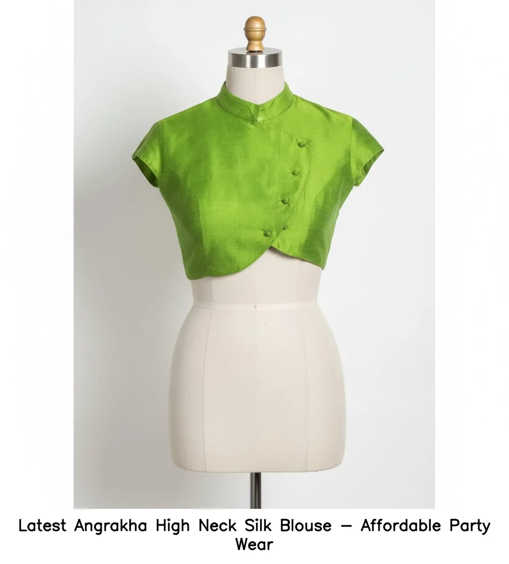 ​​Latest Angrakha High Neck Silk Blouse - Affordable Party Wear