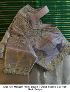 Close-up of premium bridal blouse showing artisanal embroidery