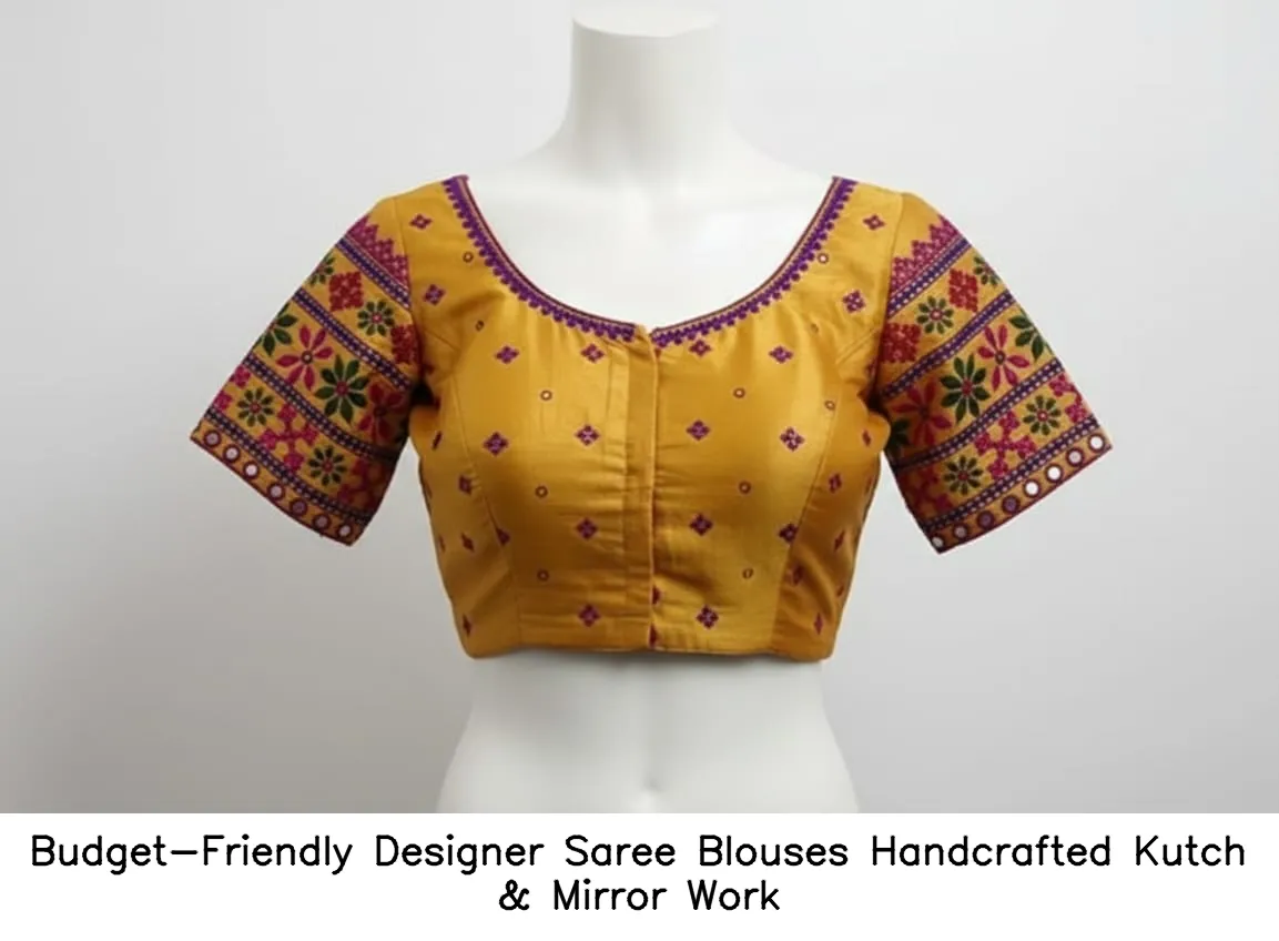 ​​​Budget-Friendly Designer Saree Blouses – Handcrafted Kutch & Mirror Work