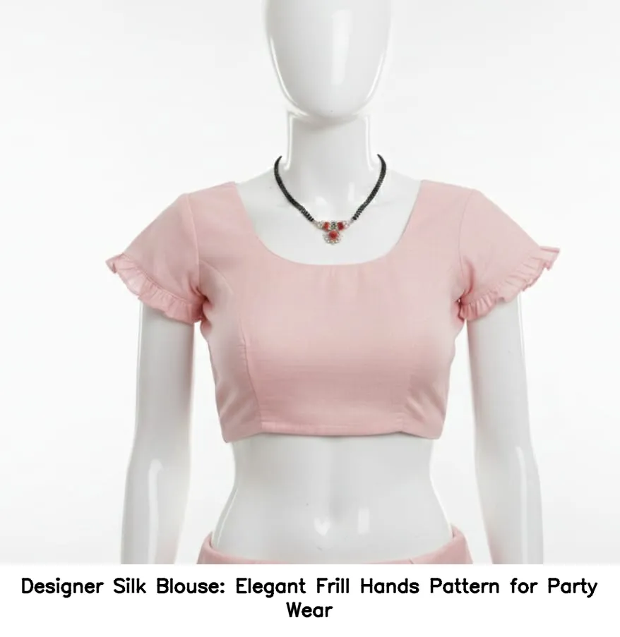 ​​​Designer Silk Blouse: Elegant Frill Hands Pattern for Party Wear