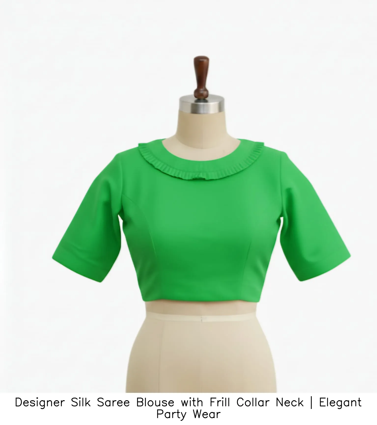 ​​​​Designer Silk Saree Blouse with Frill Collar Neck | Elegant Party Wear