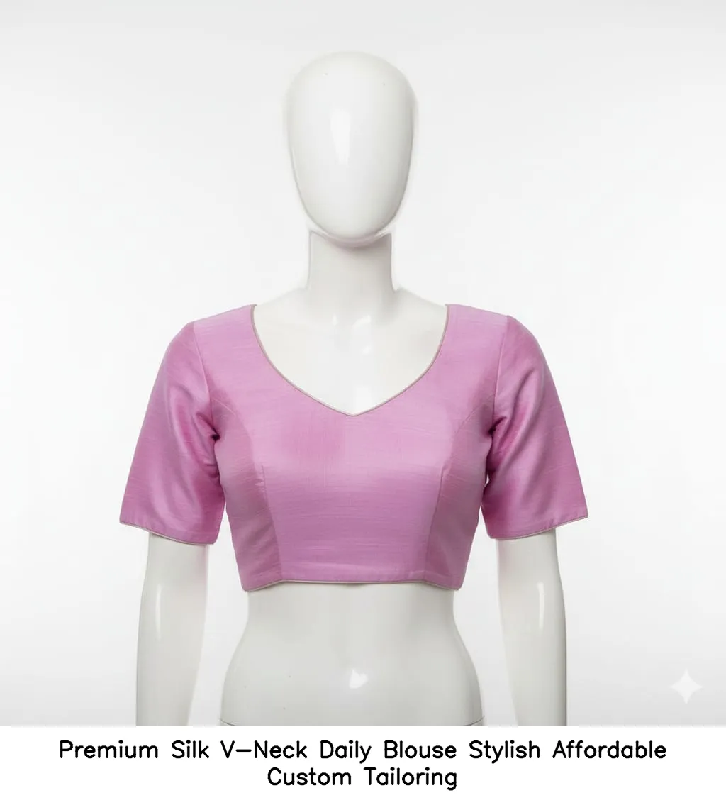 ​​​​Premium Silk V-Neck Daily Blouse – Stylish  Affordable Custom Tailoring