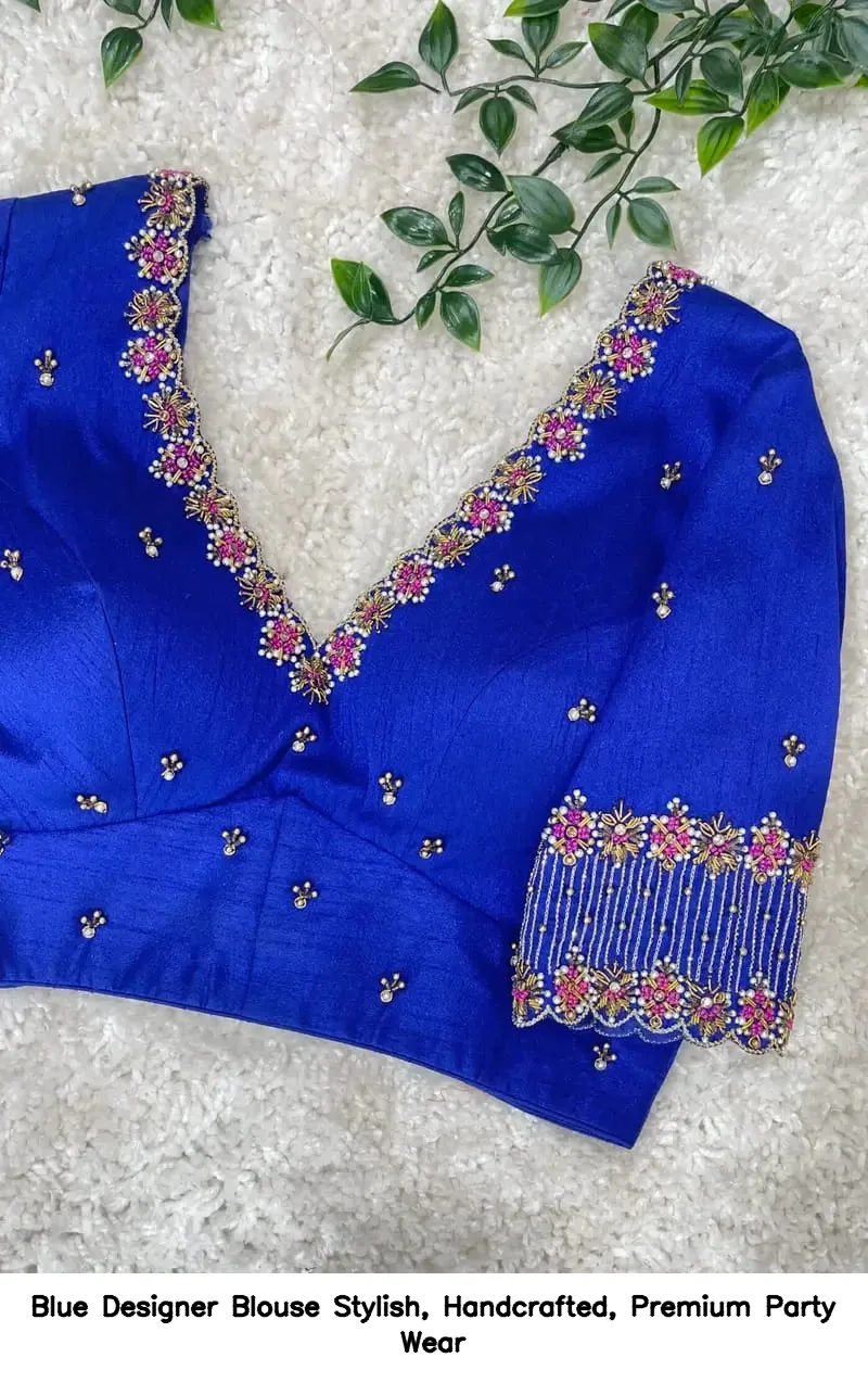 Blue Designer Blouse – Stylish, Handcrafted, Premium Party Wear - Image 2