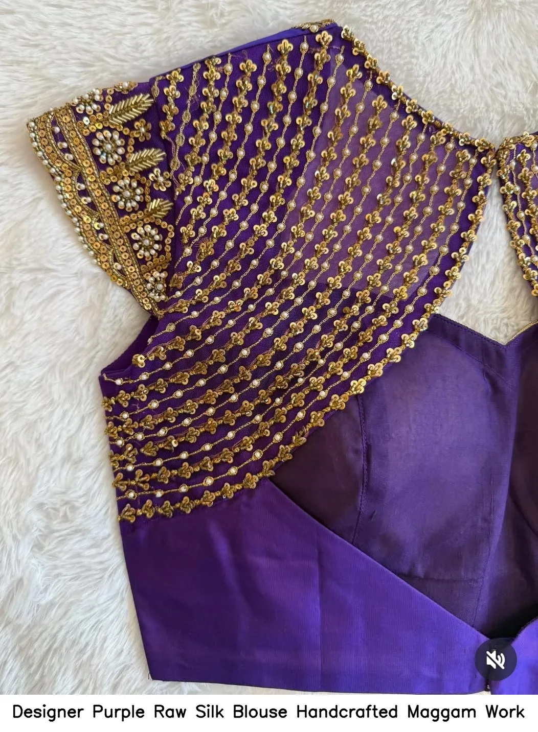 Designer Purple Raw Silk Blouse – Handcrafted Maggam Work
